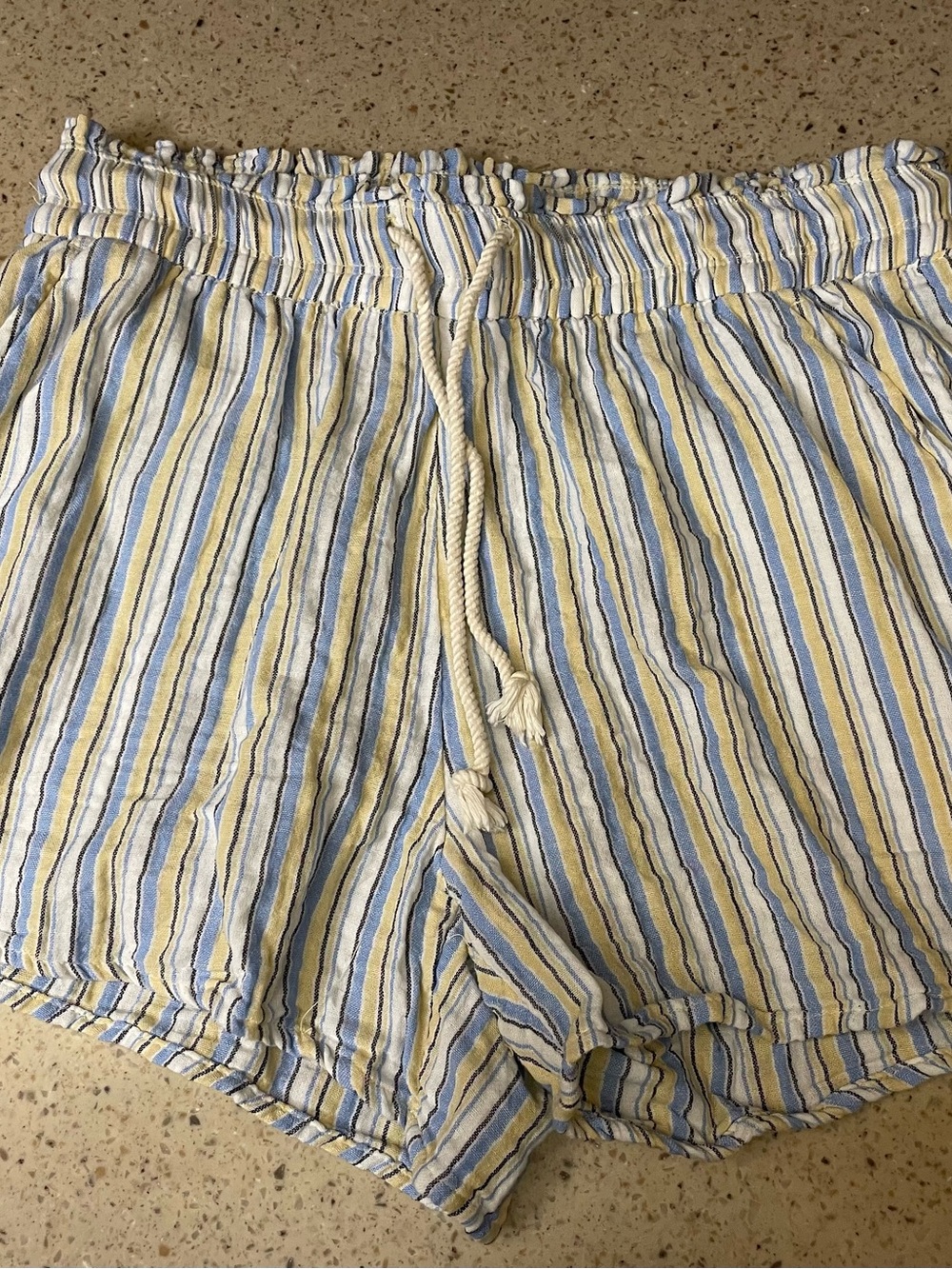 Old Navy Blue and Yellow Striped Drawstring Athletic Shorts